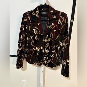 Tribal Multi-Color Velvet Blazer with Abstract Floral Print